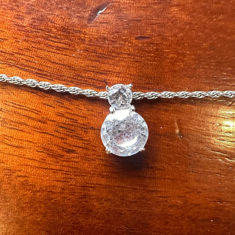 Swarovski Single Solitaire Necklace Minimalist Classic Jewelry Silver tone Swan